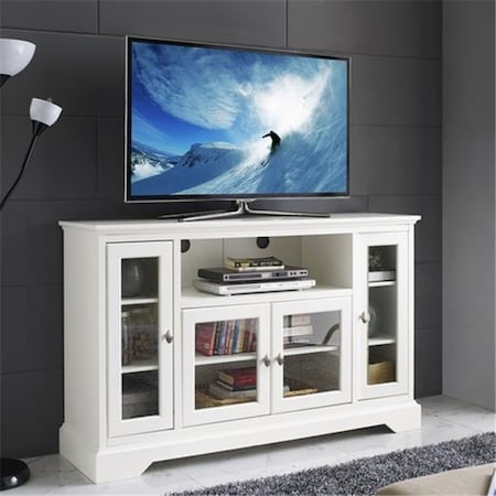 Walker Edison Furniture Walker Edison W52C32WH 52 x 33 in. Highboy Style Wood TV Stand - White W52C32WH